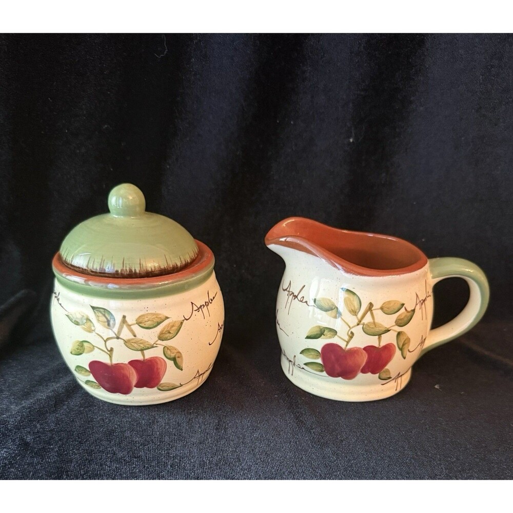 Sugar Creamer Vintage Home Interiors Apple Orchard Set of 2 HOMCO 1990’s
